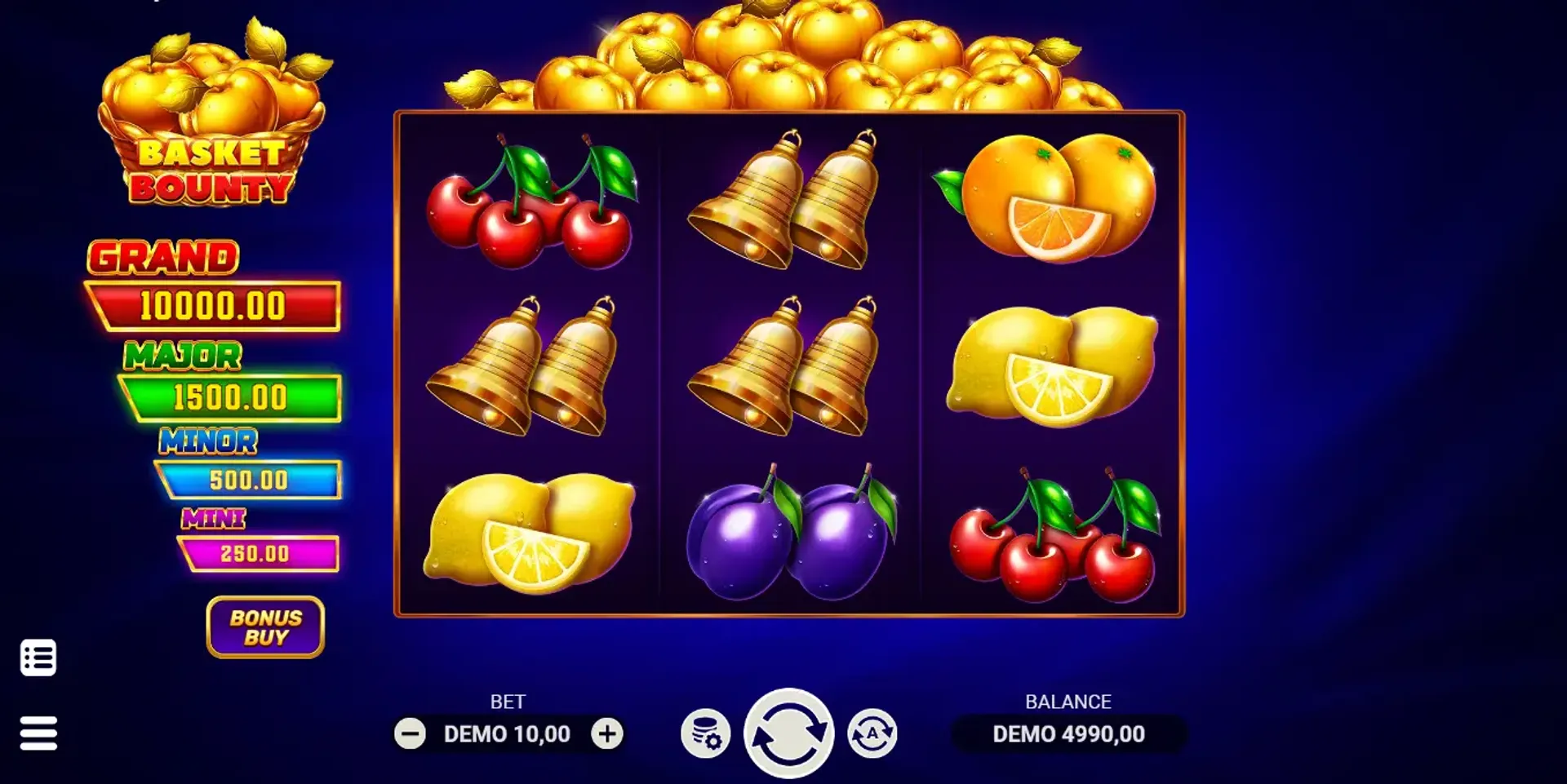 Captura del juego base de la slot Basket Bounty