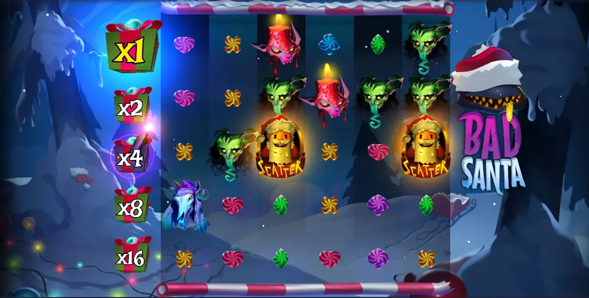 juego base bad santa Captura del juego base en la slot Bad Santa