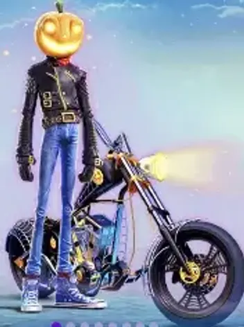 Lucky Halloween pumpkin biker