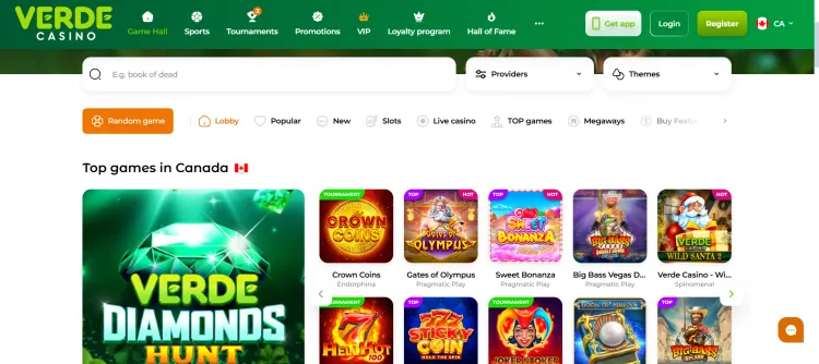 Verde Casino Game Lobby