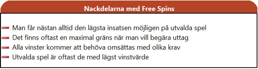 Nackdelar Free Spins Casino 2018