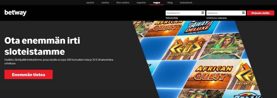 Betway kasino vedonlyönti ja kasinopelit