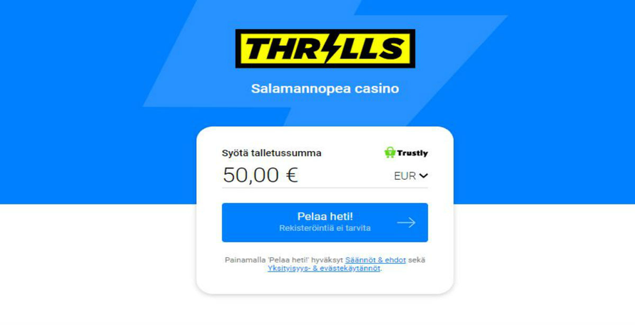 Thrills Casino ilman rekisteröitymistä