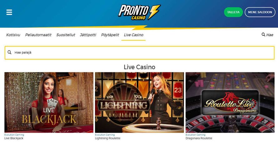 pronto live casino pelaa ilmaiskeksi