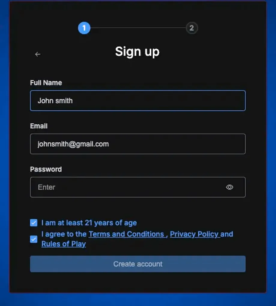 PeakPlay Casino Sign up